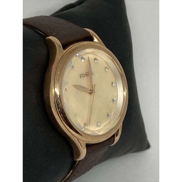 Fossil Laney BQ3392 Women's Brown Leather Analog Gold Dial Quartz Watch XR473 - Picture 5 of 12